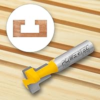 Vista 5 de Juego de broca de enrutador POWERTEC T Track y 10 juegos de pernos de tuerca T-Track de 1/4" hexagonal, broca de enrutador T Track con punta