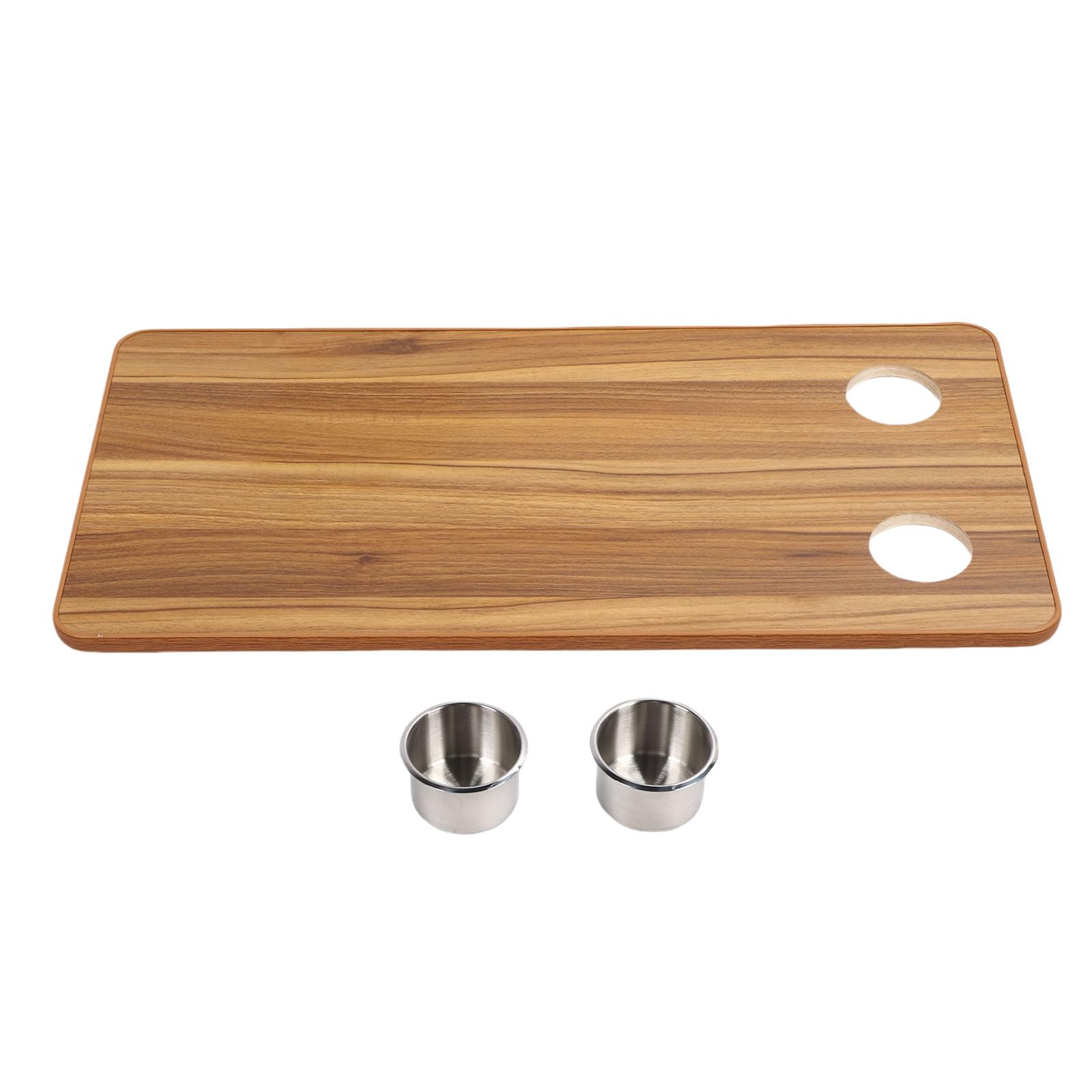 Acouto Ersatz für Wohnmobil-Tischplatte mit 2 Getränkehaltern, 80 X 39 cm, Holz-Bootstisch für Wohnmobile, Wohnmobil-Tischplatte, Arine-, (Brauner Holzstreifen)