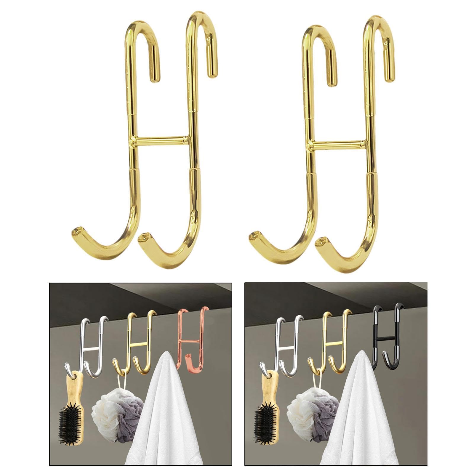 Sharplace Paquete de 2 Ganchos para Puerta de Ducha para Colgar, Decoración, Organizador, Percha, Toallero para Baño, Cocina, Bolso, Monedero, Albornoces, Oro