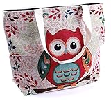 beidseitig bedruckt Imago große Tragetasche Eule, Shopper, Shoppingbag, Tasche, bestickte Stofftasche, Einkaufstasche, Stoffbeutel