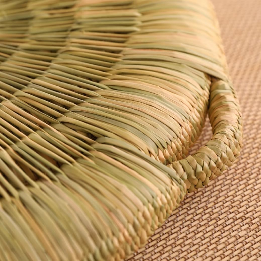 Meditation Chair Handwoven Round Floor Seat Cushion Meditation Floor Pillow, Straw Cushion Pouf Tatami Yoga Seat Pillow Floor Mat, Breathable Japanese Tatami Floor Pillow 50 * 6cm