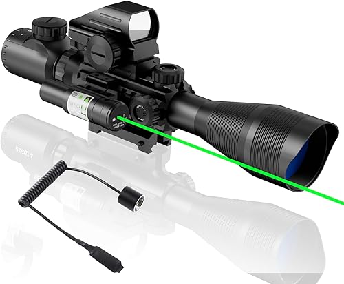 Vista 31 de 4-12/16x50EG Combo de alcance de rifle doble iluminado rojo/verde con láser verde/rojo 4 modelos retícula holográfica punto rojo para montaje en riel