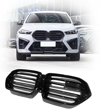 Front Grill Fit for BMW X6 X6M 2019 2020 2021 2022 2023 2024 Front Grille Assembly Update 2024 X6M F96 Front Kidney Grille Front Grill Replacement for BMW Accessories Glossy Black