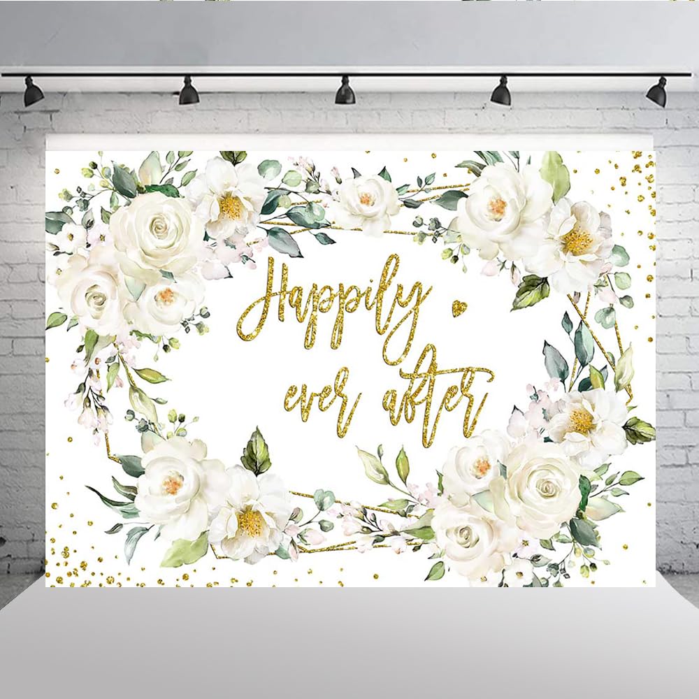 Hochzeitskulisse 'Happy Ever After' Von Lofaris | 2,1 X 1,5 M Mit Weißen Blumen – Für Fotografie & Partys