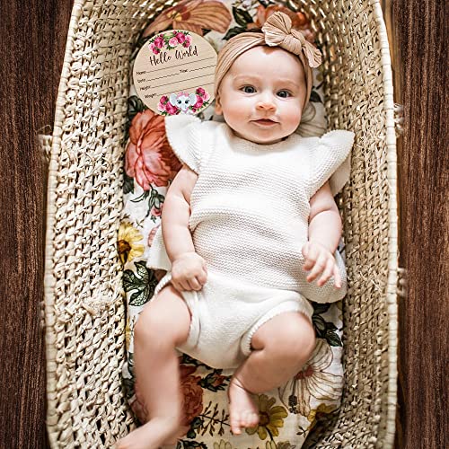 image for TEEMENT Personalized DIY Wood Birth Announcement Card Round for Newbor