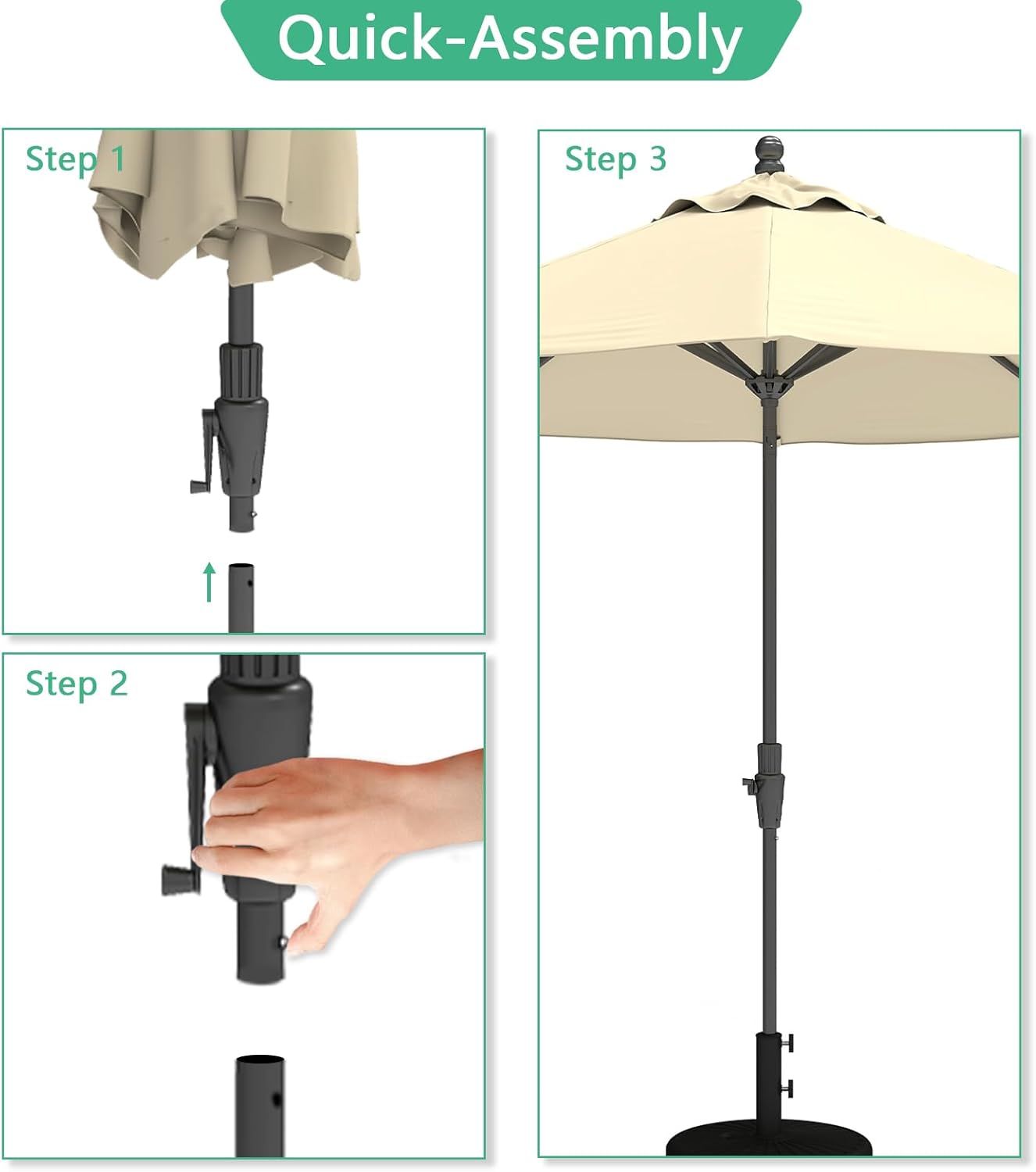 Helios&Hestia 1.5in Outdoor Patio Market Umbrella Replacement Extension Lower Pole