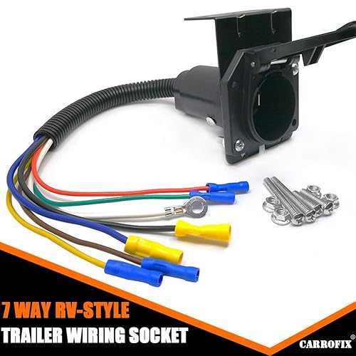 Miniatura 4 de Conector de 7 vías para camión RV Blade 7 Pin Trailer Adaptador de enchufe de cableado eléctrico 7 cables arnés de remolque con soporte de montaje