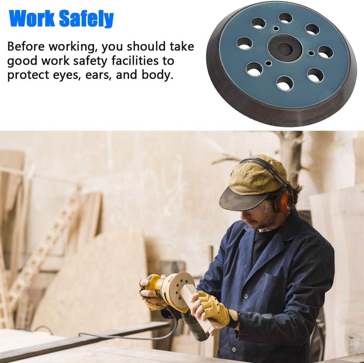 5 Inch Hook and Loop Sander Replacement Backing Pad for DeWalt DW4388, DW421, DW423, D26451, D26453 Orbital Sanders, Compatible with Makita BO5010, BO5030K, BO5031K, BO5041K