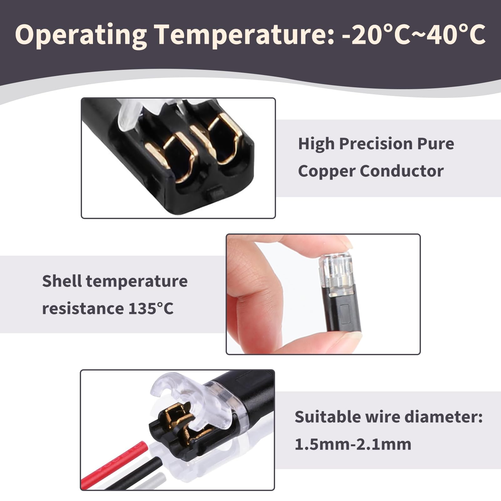 30 Piezas conectores electricos rapidos, conexion rapida electrica 18-22 AWG, conector electrico rapido para Automoción y Hogar, Terminal de Empalme Duradero y Reutilizable, Terminal en H