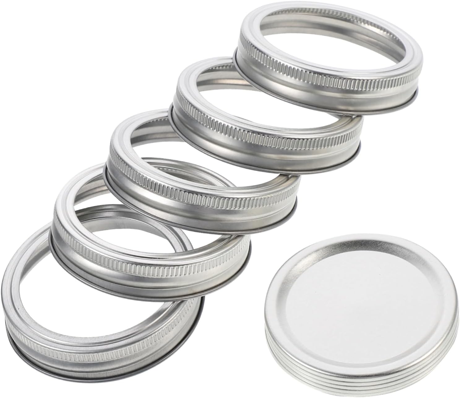 50sets Tinplate Jar Lids Split-type Covers for Standard Mouth Mason Jars Leakproof Food Storage Easy to