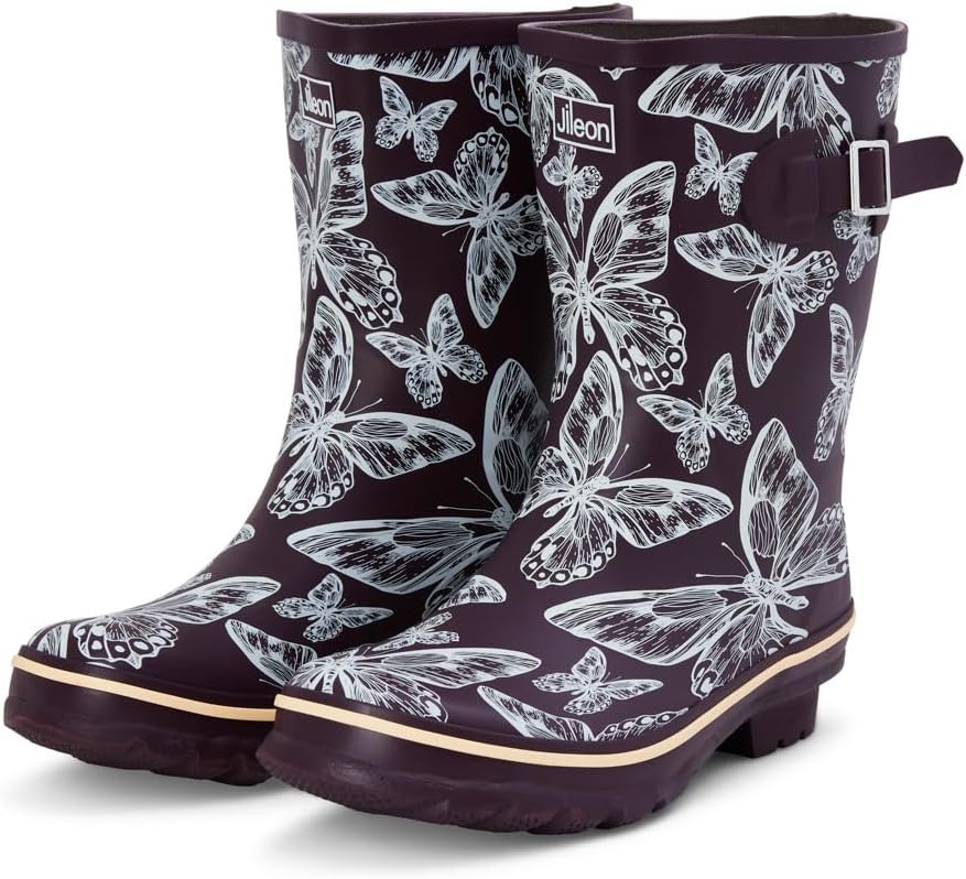 Mid Calf Rain Boots - Specially Designed For Wide Feet, Ankles or Calves - Half Height Waterproof Durable Wide Calf Rain Boots