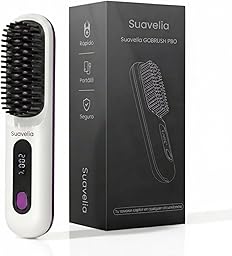 Cepillo Inalámbrico Pelo Suavelia para Cabello Corto, Cepillo Alisador con Calor Cerámico 3PX, Volumen Duradero, Sin Tirones ni Quemaduras, Recargable, Ideal para Pixie, Bob y Flequillo (Blanco)