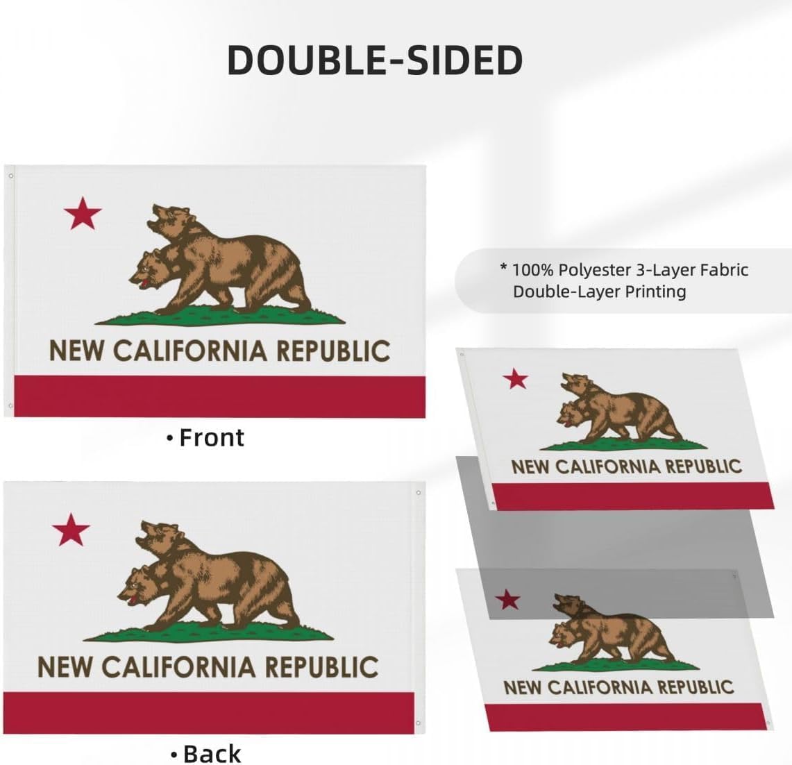 New California Republic Flag 3x5 Ft NCR Flags Double Sided 3 Ply Indoor Outdoor Fallout NCR Banner - Image 7