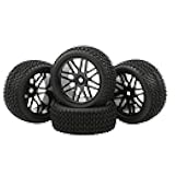 Rowiz RC Tires & Wheels Set (4PCS) - 1/10 Scale 12mm Hex, Compatible with Traxxas Rustler Stampede Slash Bandit, Off-Road Buggy Tires with Black Rims & Foam Inserts
