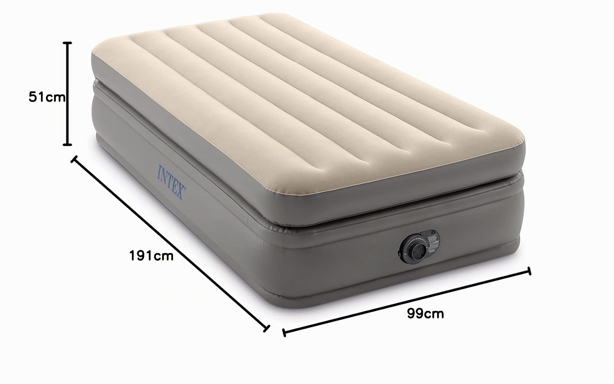 Intex 64162ND - Materasso Dura-Beam Prime Comfort Singolo, con Pompa Elettrica Incorporata, 99x191x51 cm