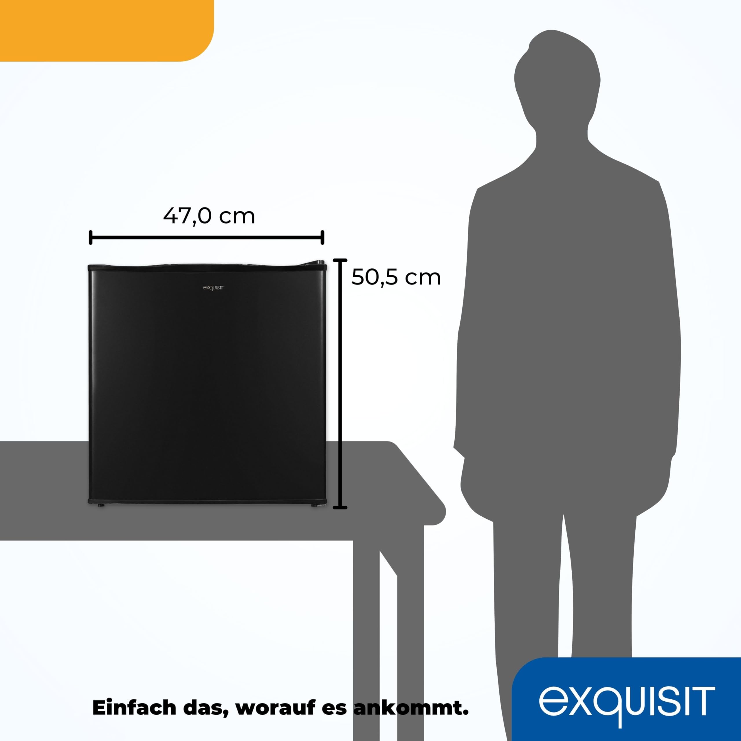 Exquisit GB40-150E Mini-Gefrierschrank Schwarz - 31 L Gefrierbox Klein | 4-Sterne Tiefkühlschrank kompakt - Ideal für Büro & Camping - 50,5 cm hoch - Leise 39 dB - Energieeffizienz E