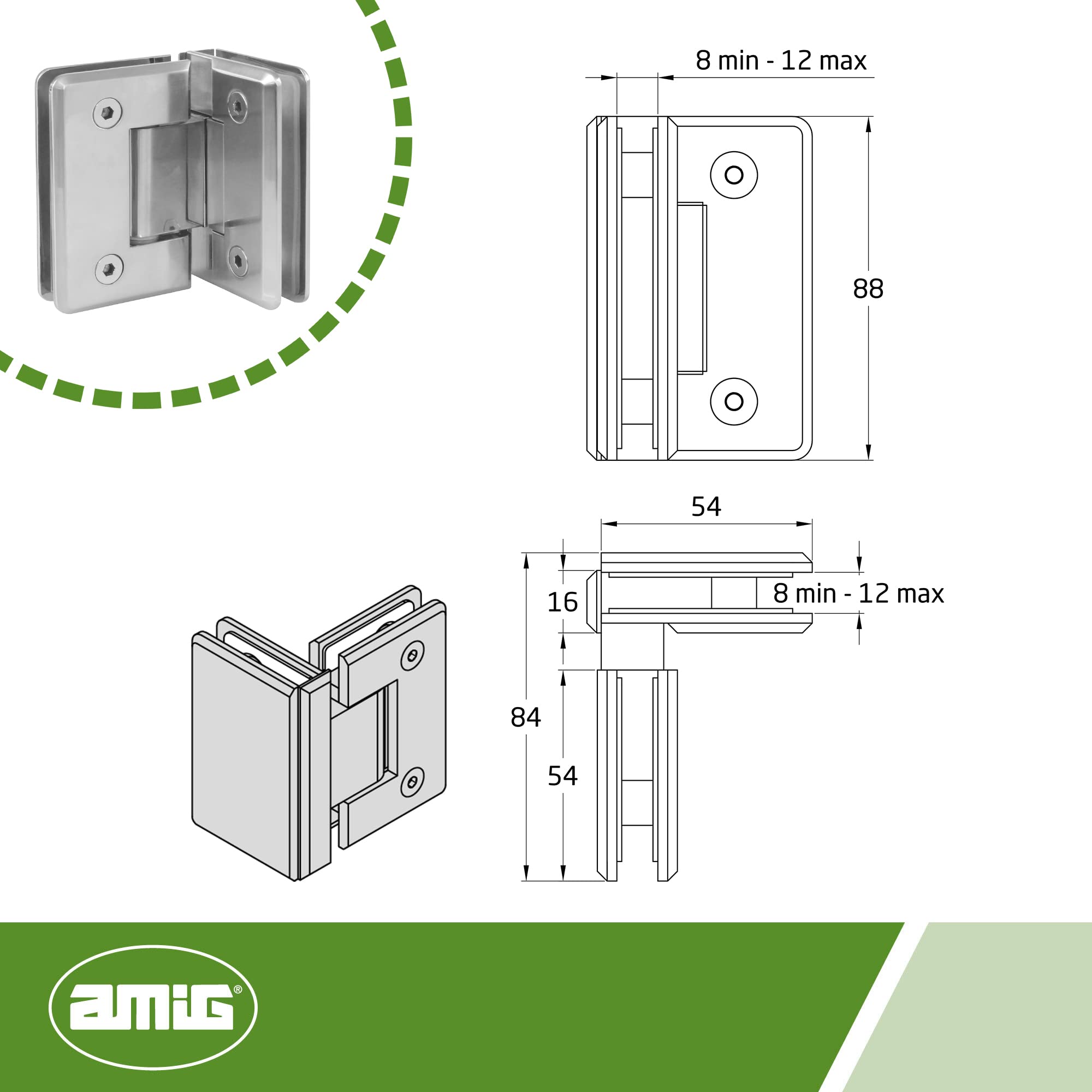 AMIG 19958 – Cerniera di doccia mod. b nichel opaco