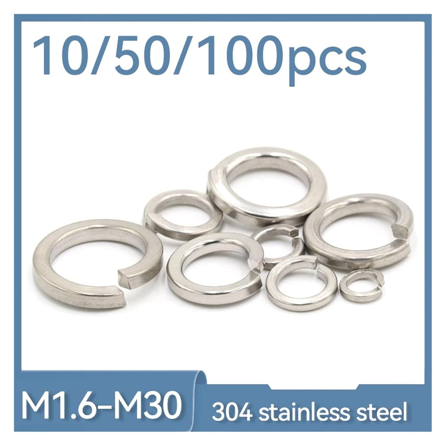 Spring Lock Washers 10/50/ 100pcs Spring Split Lock Washer Elastic GasketA2 Stainless Steel(M12,100Pcs)