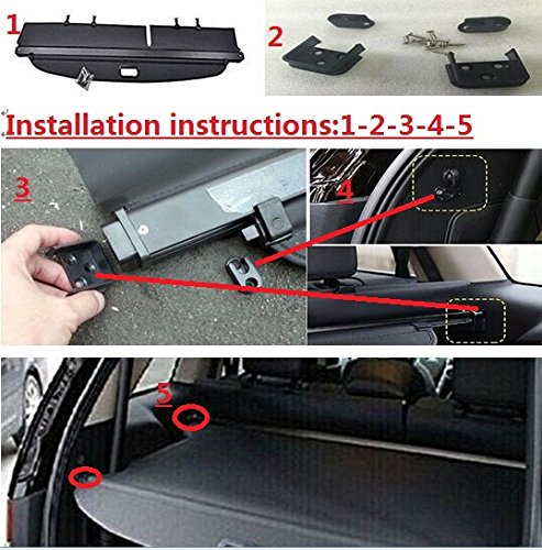 Kaungka Cargo Cover Retractable For 2011 2012 2013 2014 Ford Edge Black #TOP3