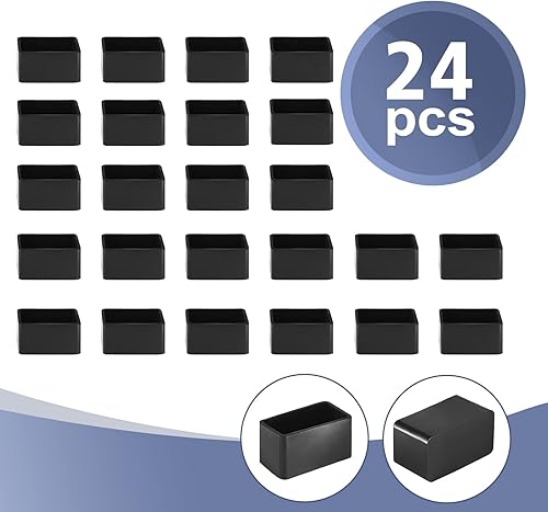 Miniatura 3 de Tapas rectangulares para patas de silla, 1.575 x 0.787 in, 24 protectores rígidos de PVC para patas de muebles para suelos de madera, fundas no