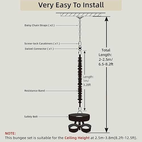 Miniatura 4 de PRIORMAN Conjunto de equipo de fitness elástico de cuerda pesada, para yoga, fitness, bungee y arnés en casa, banda de resistencia, cuerda de