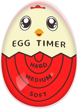 Lasubst Egg Timer for Boiling Eggs that Changes Color When Done, Red