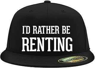 I'd Rather Be Renting - Flexfit 6210 Structured Flat Bill Fitted Hat | Baseball Cap for Men and Women | Snapback Closure