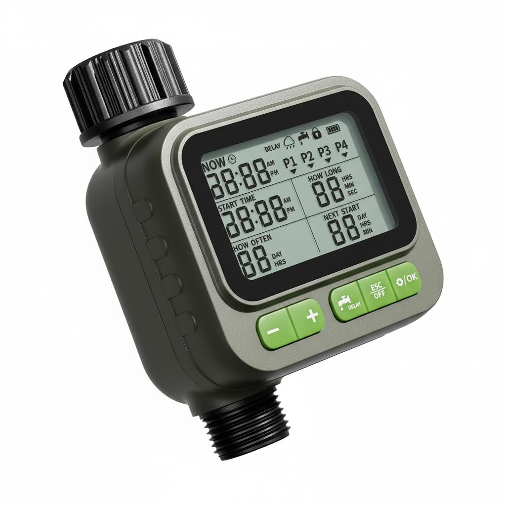 NexusLab Sprinkler-Timer Outdoor, Wasser-Timer für Gartenschlauch, programmierbare Bewässerung mit Regenverzögerung/manuell,