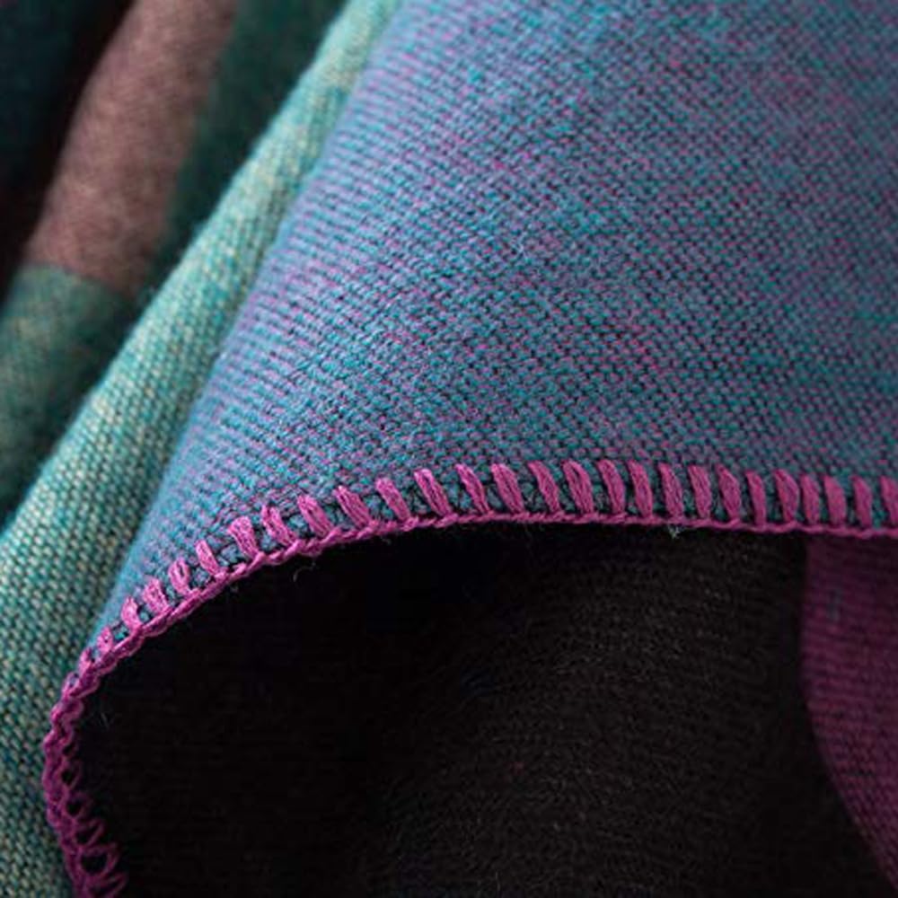 KirGiabo Women's Plaid Sweater Poncho Cape Coat Open Front Blanket Shawls and Wraps - Image 6