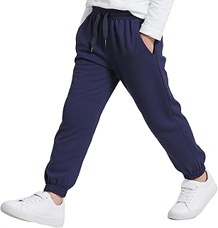Pantalones de Chándal Largos Niño, Pantalón Deportivo Cintura Elástica Cordón con Bolsillos, Algodón Color Liso Jogger Deportivos para Casual Escuela Niños y Adolescentes 4-12 Años