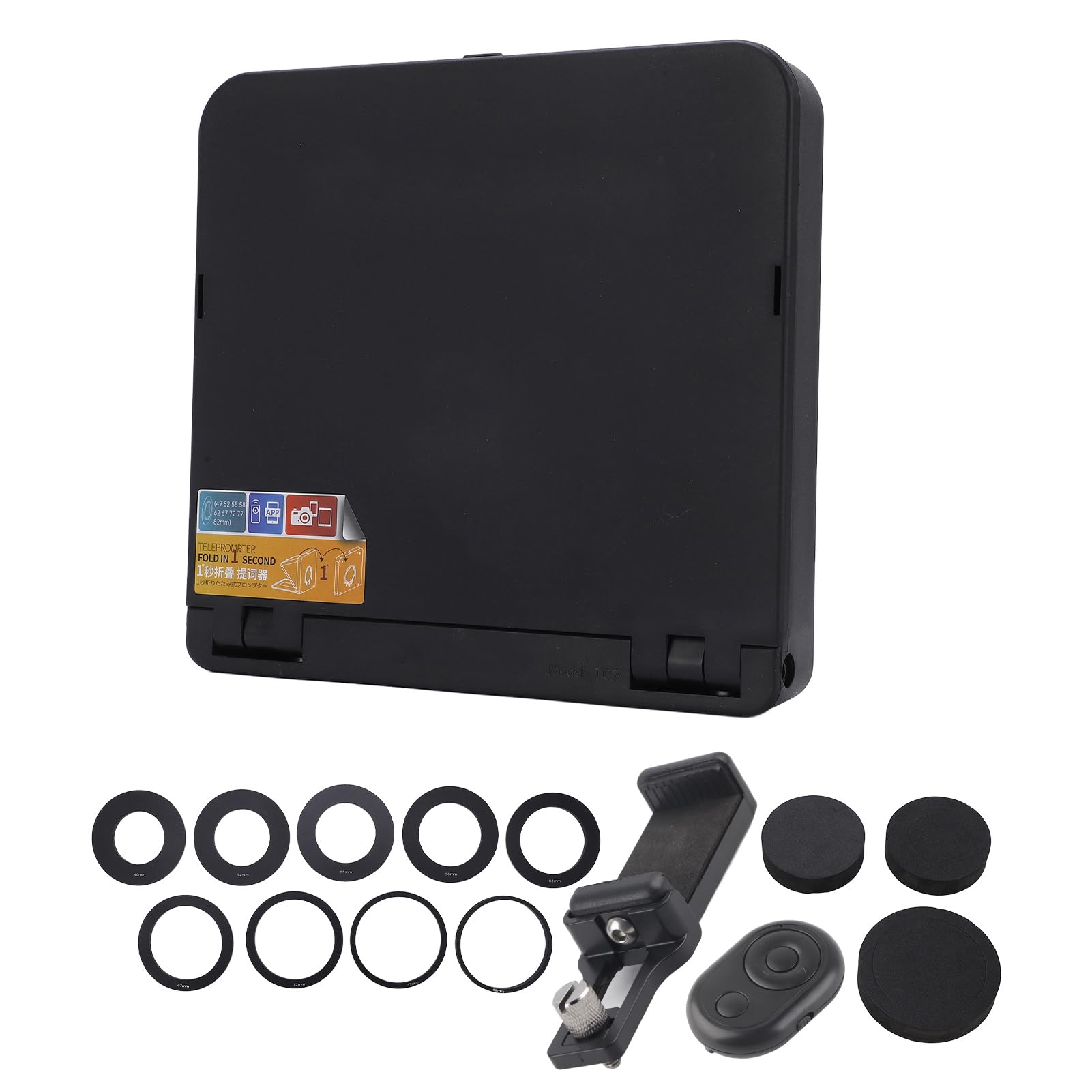 Fold Prompter, TC7 Teleprompter Vertical Horizontal Remote Control with Cold Shoe Mount for 7.9 Inch Tablets for SLR Camera for Smart Phone