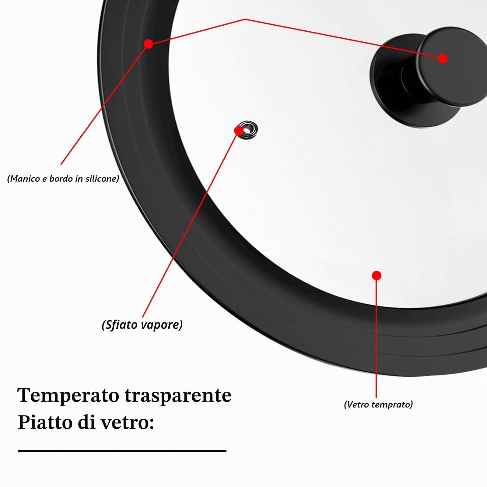 Sunoya Coperchio Universale, Coperchio Pentola, Coperchi Universali Coperchio In Vetro Paraspruzzi, Diametro 16/18/20 Cm E Ø 24/26/28 Cm, Con Bordo In Silicone, Per Pentole E Padelle(Nero)