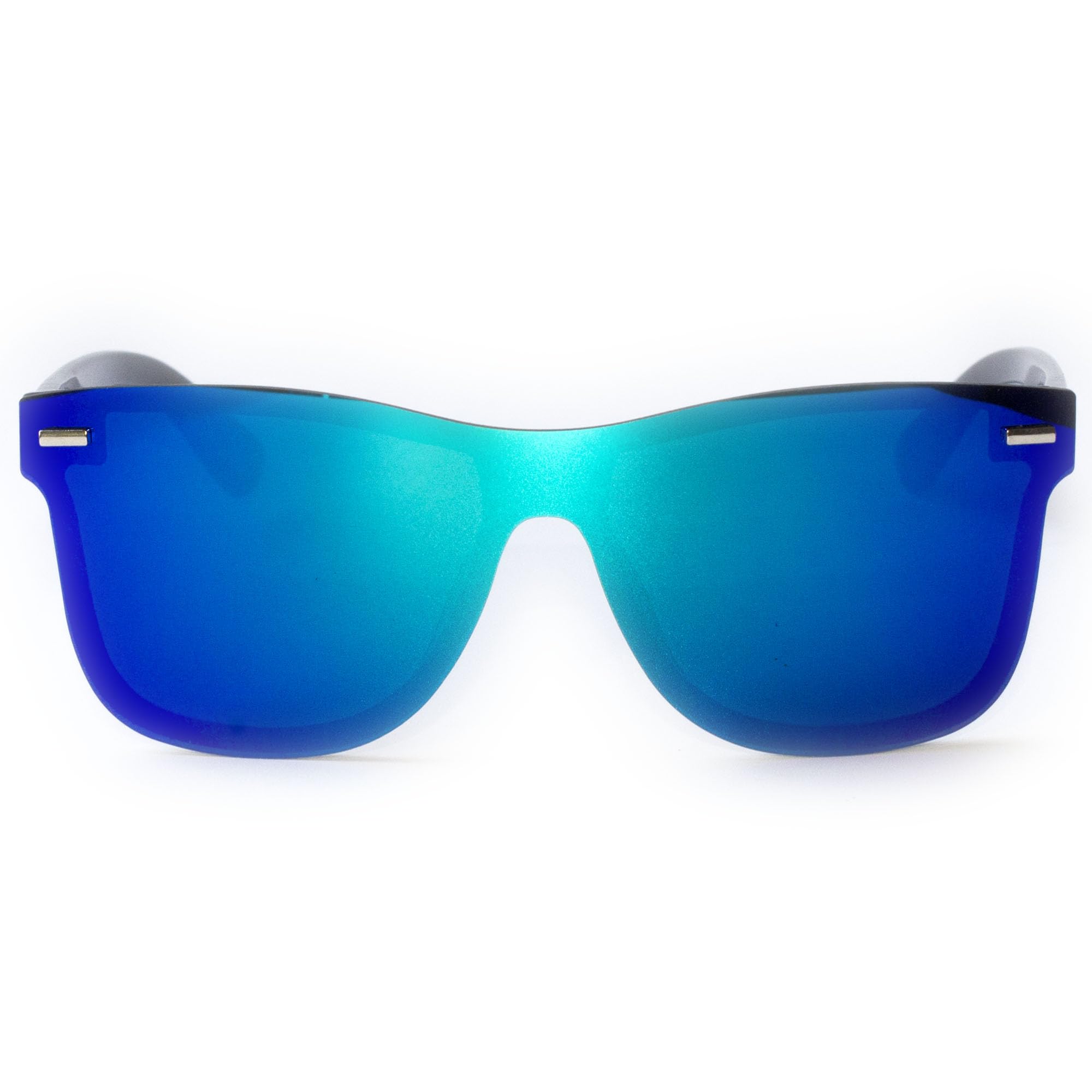Occhiali da sole monopezzo con lenti a specchio, protezione UV400, senza cornice, per uomini e donne, per guida, viaggi e moda