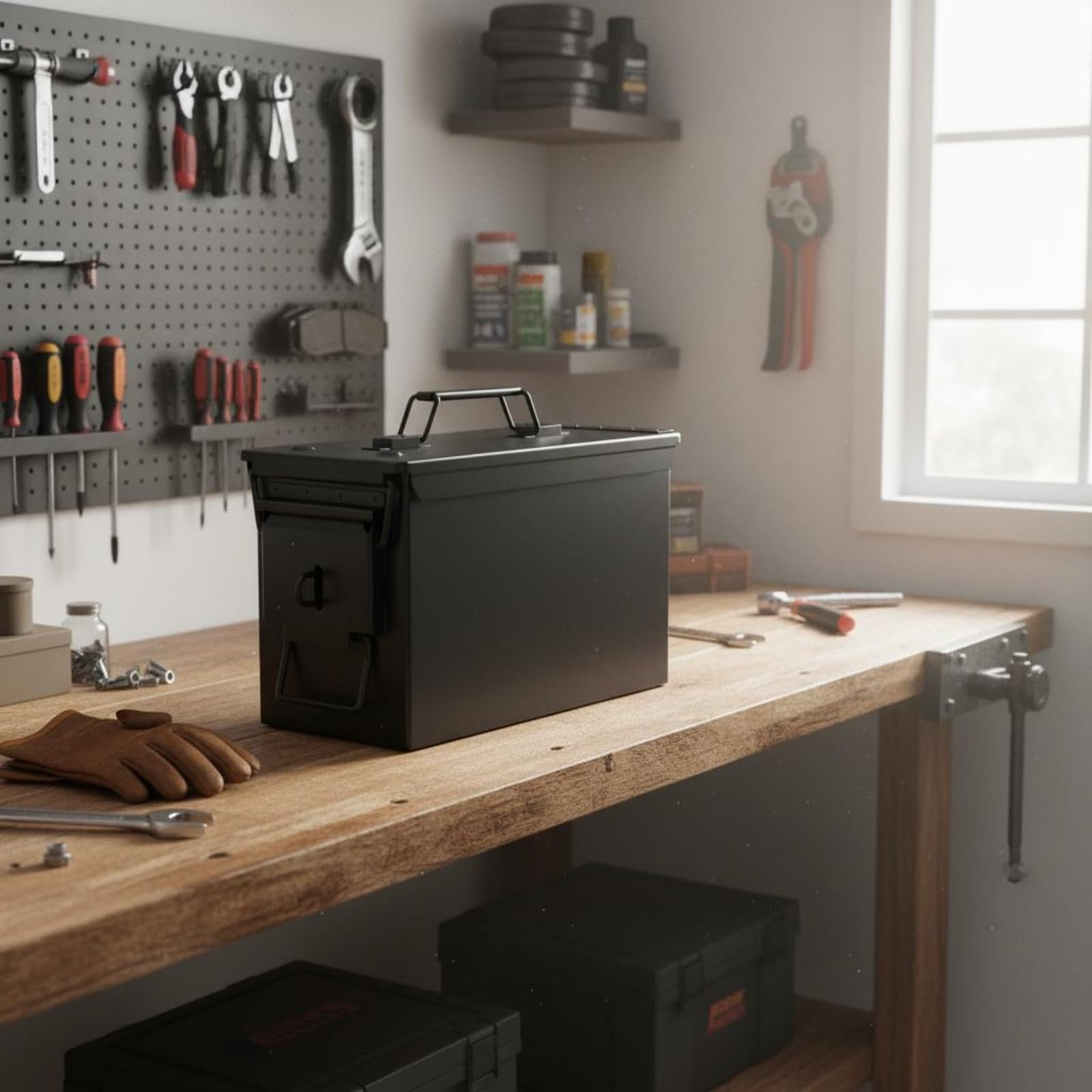Caja de Herramientas Metálica Metal Resistente Caja de Herramientas Portátil Compartimentos Estuche Organizador para Vehículo, Aire Libre, color to 6, Mediano Con Cierre De Hebilla