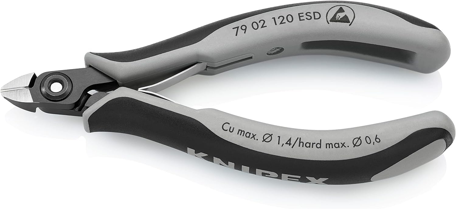 KNIPEX Precyzyjne szczypce tnące boczne dla elektroników ESD z osłonkami wielokomponentowymi 120 mm, 79 02 120 ESD