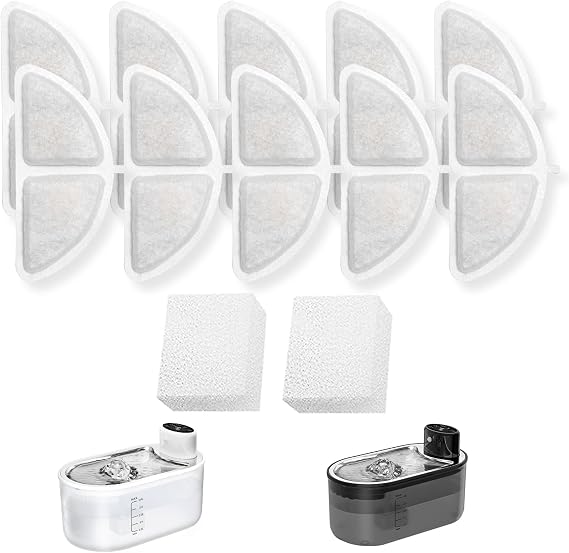 TOMXCUTE P9 Cat Fountain Filters, 10 Replacement Filters + 2 Sponges
