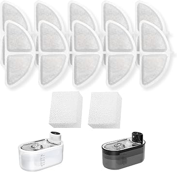 TOMXCUTE P9 Cat Fountain Filters, 10 Replacement Filters + 2 Sponges
