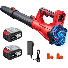 6-Speed Modes Cordless Leaf Blower 21V,200MPH High-Velocity Electric Blower,Lightweight for Dry/Wet Leaves,Lawn Debris,Garage and Driveway Cleaning, Leaf Blower-2600mAh Battery*2