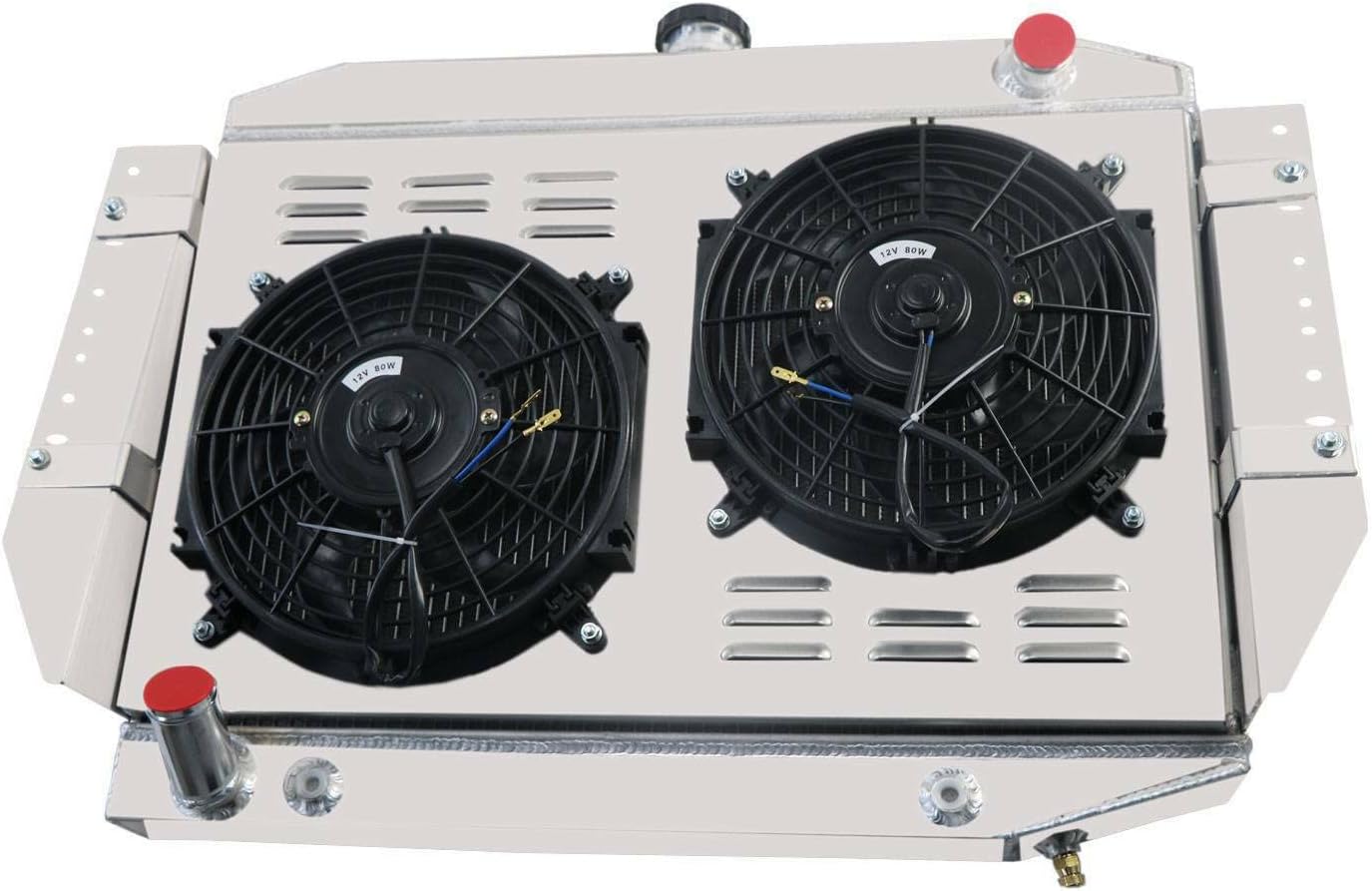 3 Row Aluminum Radiator for 1972-1979 Jeep Wagoneer Cherokee J-Series J10/ J20 5.9 V8, Radiators with Electric Fan Shroud Thermostat Kit