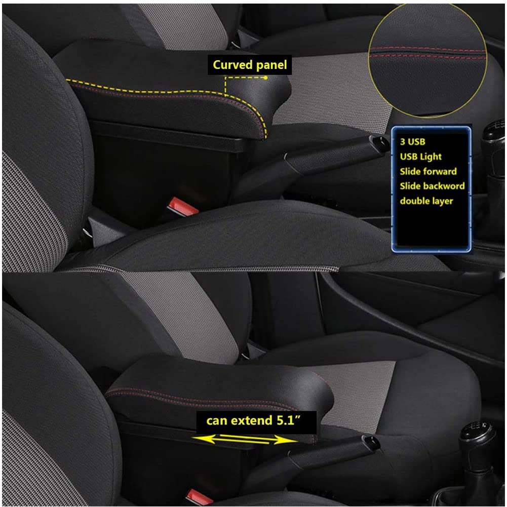 Auto Armsteun Box Compatibel met Ford Fiesta 2009-2017, Dual
