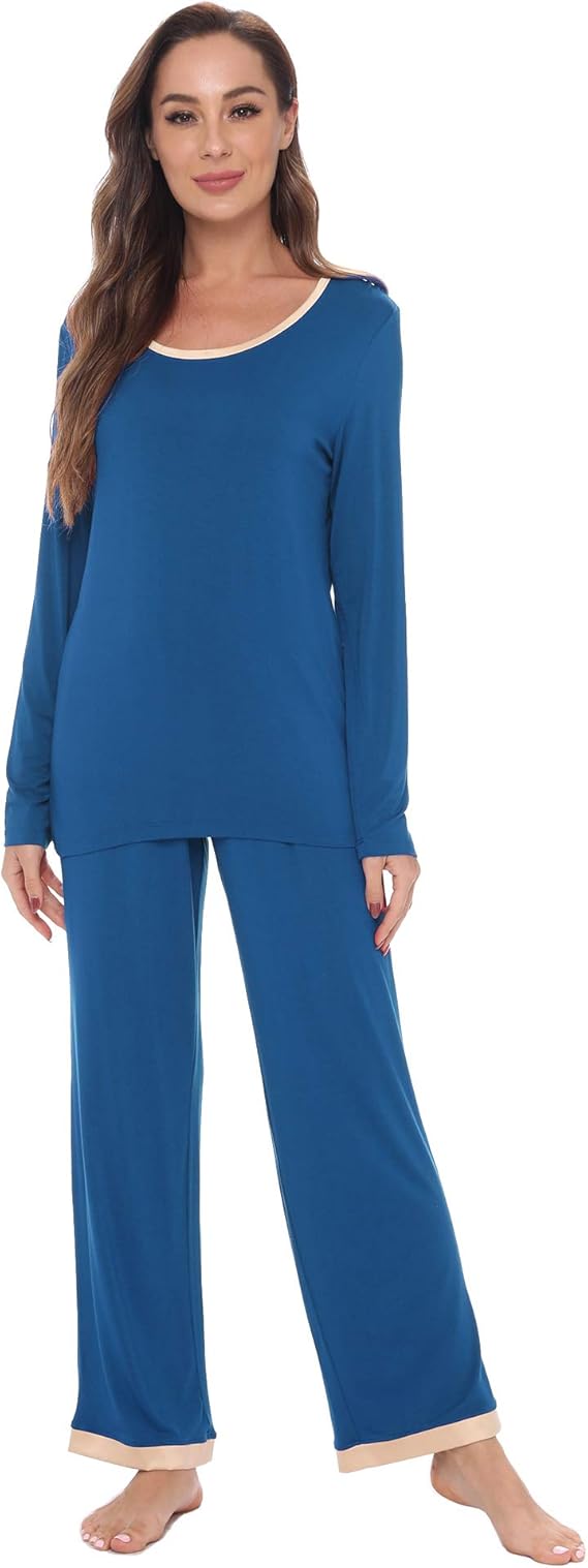 GYS Bamboo Pajamas Set for Women Long Sleeve Sleepwear with Pants Soft