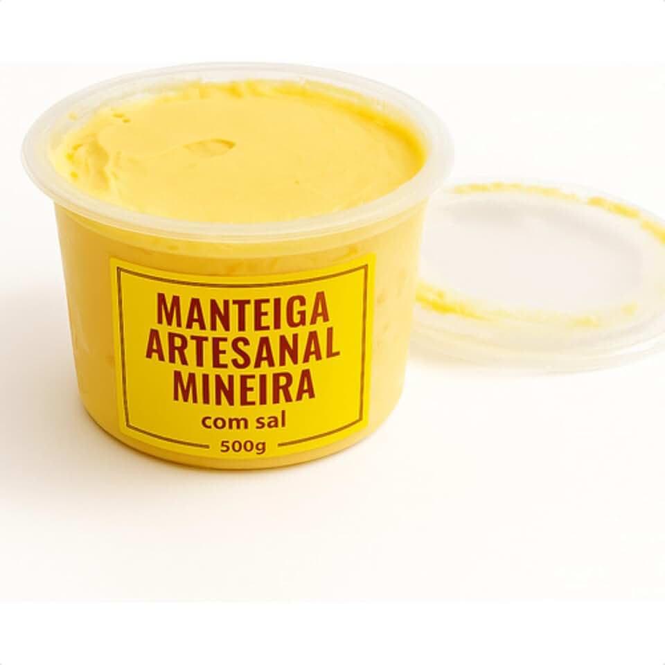 Manteiga Artesanal Mineira com Sal, 500g, Pura, Premium, sem conservantes industrializados