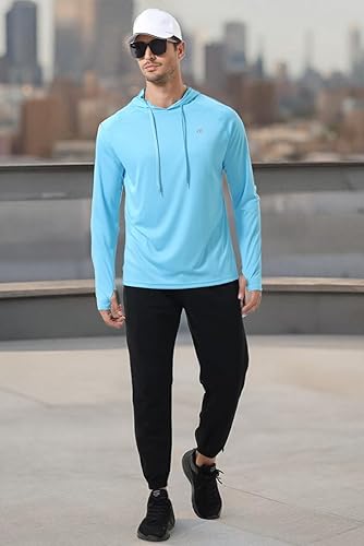 Miniatura 8 de Yundobop Camiseta de natación con protección UPF 50 para hombre manga larga atlética ligera para pesca correr con agujeros para los pulgares