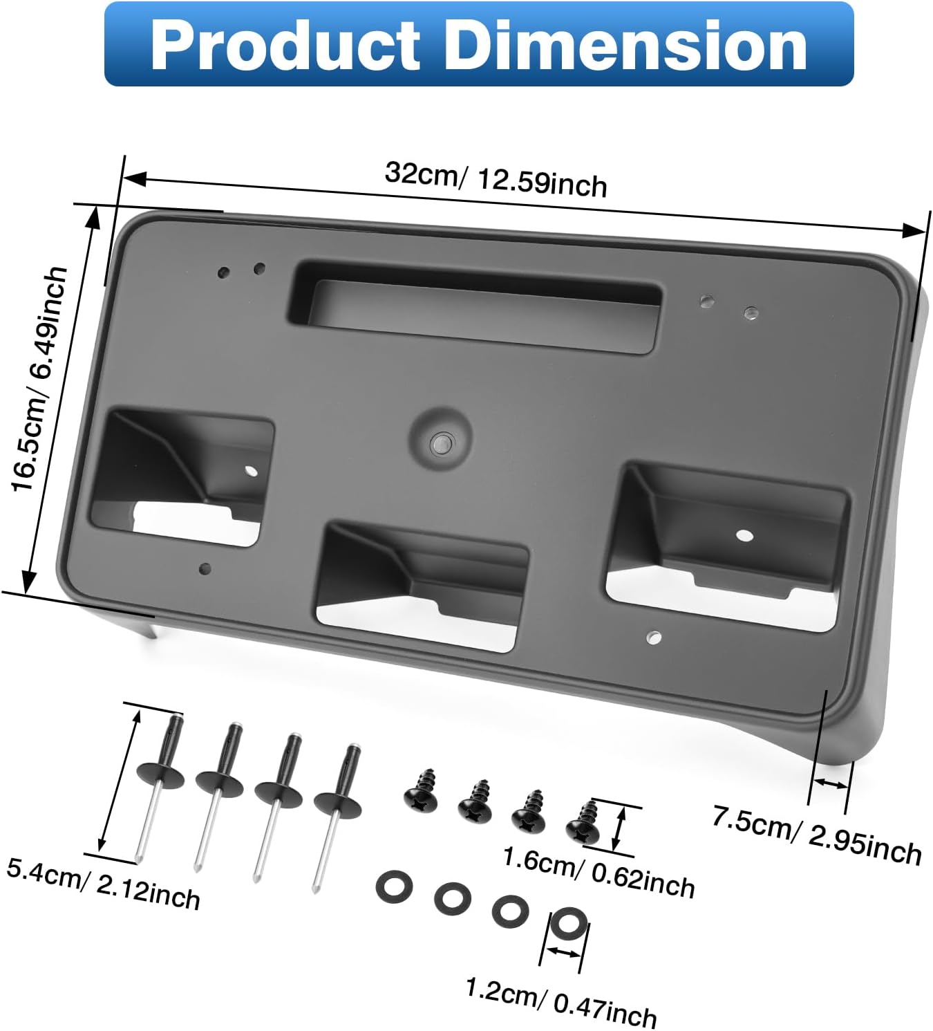 TOP-MAX Front License Plate Bracket Holder Black Compatible with Chevy Silverado 2500 HD 3500 HD 2020 2021 2022 2023, License Plate Mounting Kit Replace for 84186106 GM1068212