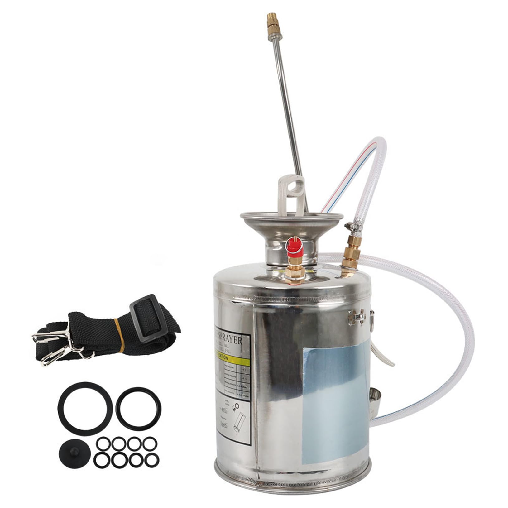 LABLT Stainless Steel Sprayer with Pressure Gauge, Safety Valve, Stainless Steel Hand Pump Sprayer, Stainless Steel Tank Multi-Purpose Sprayer for Spraying in Home//Gardening (1 Gallon)
