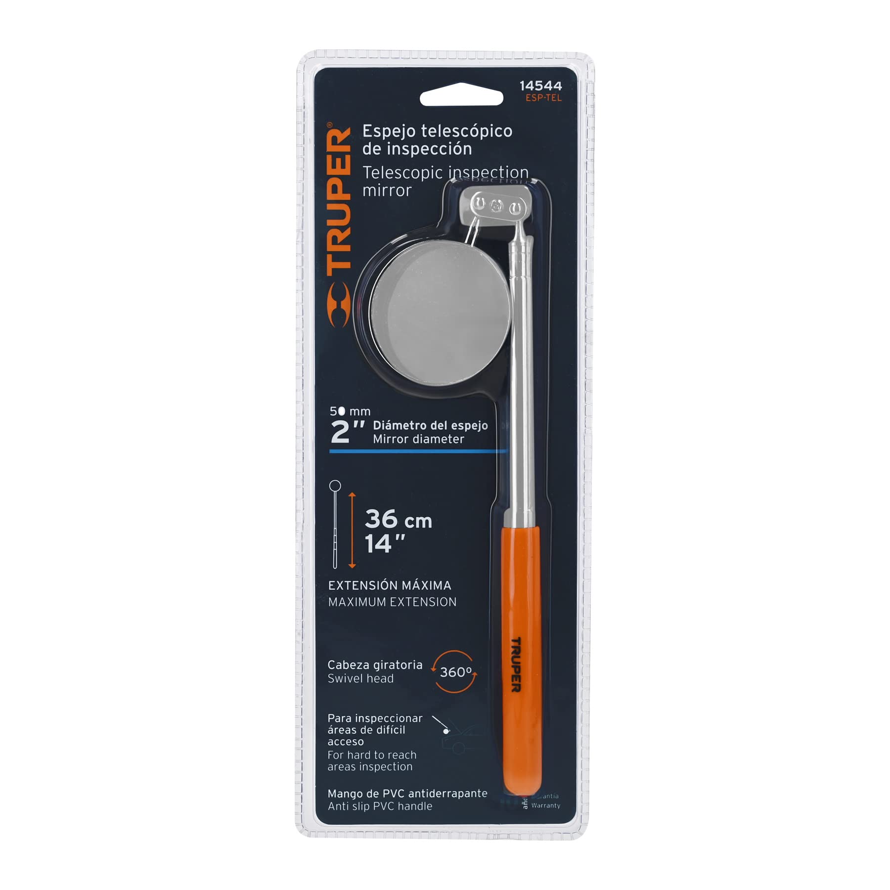 Telescopic inspection mirror