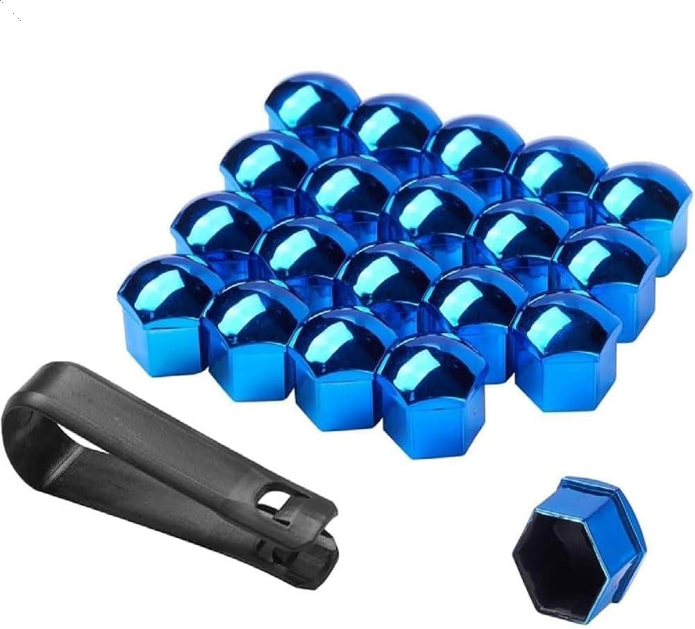 20Pcs Lug Nut Covers for Nissan for Qashqai J12 2021-2025, Car Wheel Center Bolt Caps Rim Protection Rustproof Replacement with Removal Tool,B/Blue-B/19mm