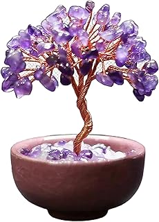 Arbre de Cristal en Améthyste Artisanal avec 63 Pierres, Arbre pour l'Énergie Guérissante, Décoration Cristalline Spirituelle, Cadeau Spirituel pour Maison/Bureau
