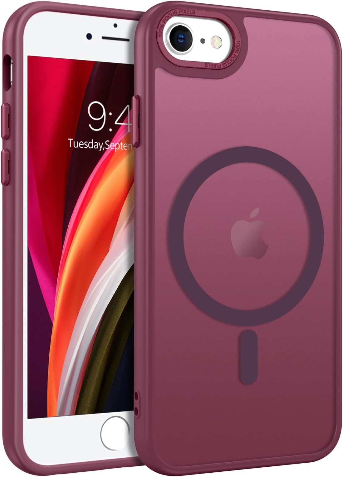 BENTOBEN iPhone 7/8/SE 3/2 (2020/2022) Case Magnetic [Compatible with MagSafe], Translucent Matte Back Anti-yellow Slim Soft TPU Shockproof Women Men Protective Phone Cover for iPhone 7/8/SE, Red