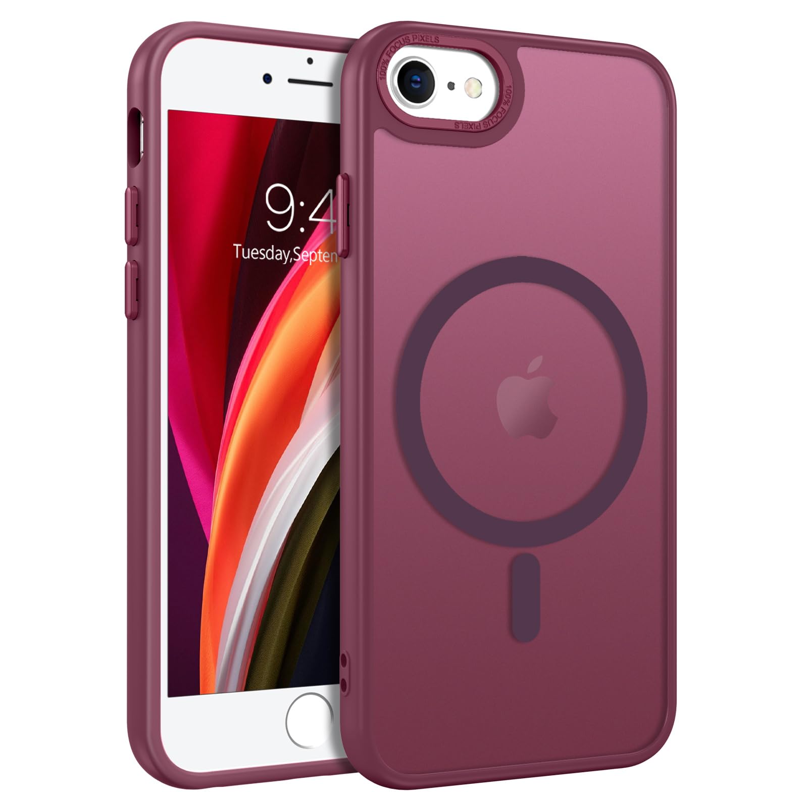 BENTOBEN for iPhone 7/8/SE 3/2 (2020/2022) Magnetic Case [Compatible with MagSafe], Translucent Matte Back Anti-yellow Slim Soft TPU Shockproof Women Men Protective Cover for iPhone 7/8/SE, Burgundy